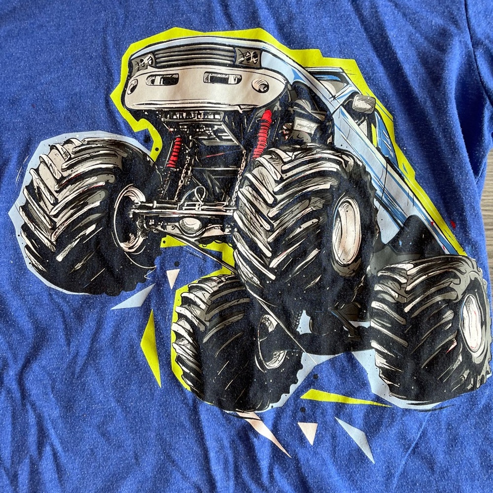 Cat & Jack Boy Long Sleeve Monster Truck Tee T-Shirt Blue Small 6/7 - Picture 3 of 6